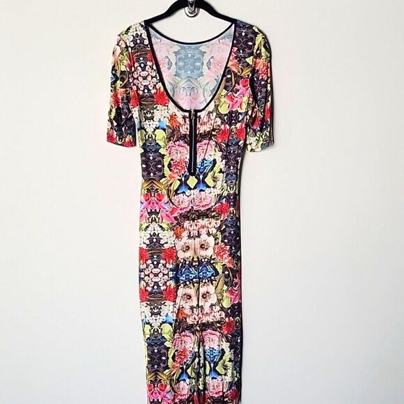 NEW Sam Lavi Nola Bodycon Dress XS Floral Print Midi Sexy Midi Coquette Boho - Picture 6 of 12